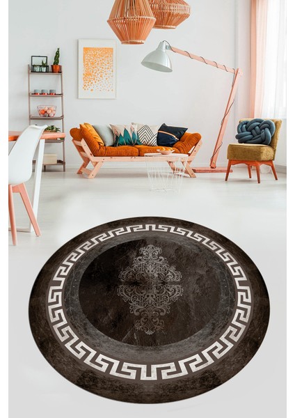 Dijital Kaymaz Yıkanabilir Çerçeveli Yolluk Yuvarlak Mutfak Salon Halısı, Y-Çerçeveli-02-Vizon, fırsatları