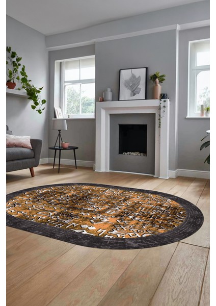 Iskandinav Çerçeve Desen Modern Yıkanabilir Yolluk Mutfak Oval Salon Halısı, O-Çerçeveli-16-Turuncu, fiyatları