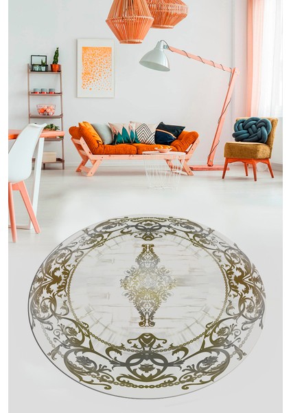 Klasik Çerçeve Desen Modern Yıkanabilir Yolluk Mutfak Yuvarlak Salon Halısı, Y-Çerçeveli-19-Gold, fiyatları