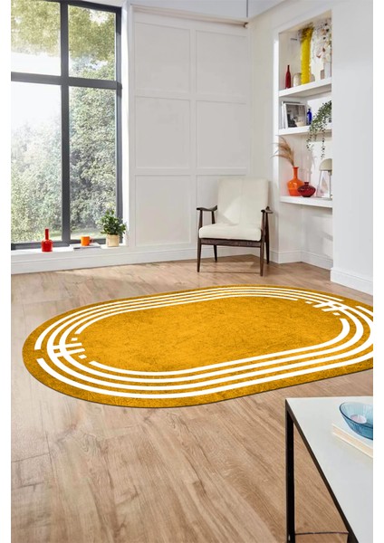 Dijital Kaymaz Yıkanabilir Modern Şık Çerçeveli Oval Yolluk Salon Halısı, O-Çerçeveli-44-Turuncu, fiyatları