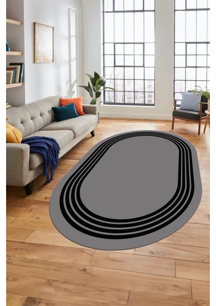 Dijital Kaymaz Taban Yıkanabilir Klasik Çerçeveli Oval Mutfak Salon Halısı, O-Çerçeveli-07-Gri, indirimleri