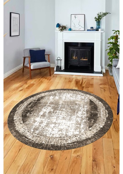 Sade Çerçeve Desen Modern Yıkanabilir Yolluk Mutfak Yuvarlak Salon Halısı, Y-Çerçeveli-14-Kahve, indirimleri