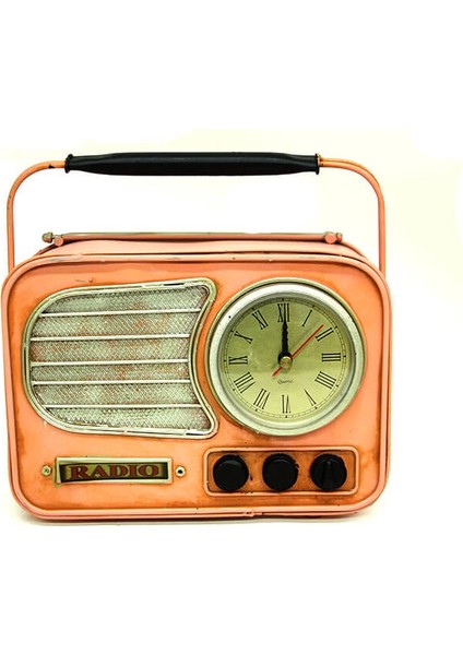 Vintage Tasarım Dekoratif Metal Radyo Saat