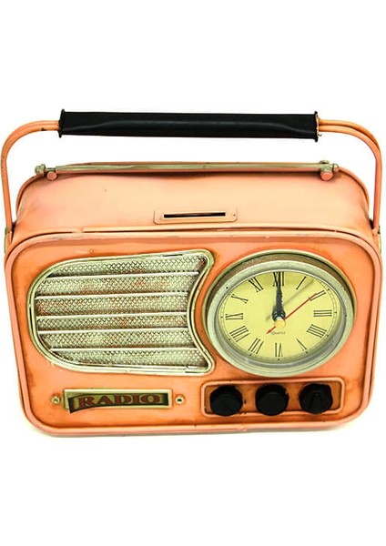 Vintage Tasarım Dekoratif Metal Radyo Saat