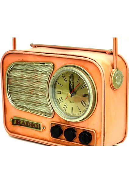 Vintage Tasarım Dekoratif Metal Radyo Saat