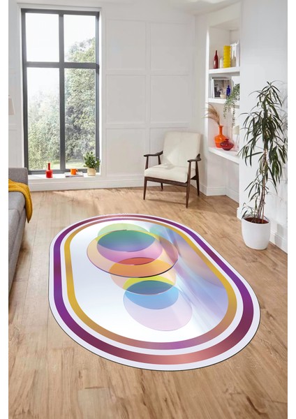 Modern Çerçeve Desen Yıkanabilir Kaymaz Yolluk Mutfak Oval Salon Halısı, O-Çerçeveli-24-Renkli, fırsatları