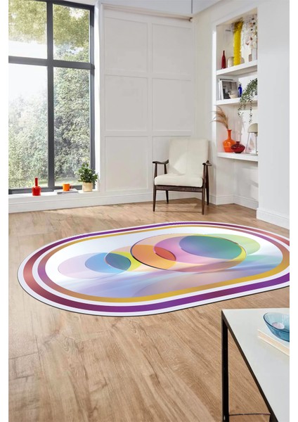 Modern Çerçeve Desen Yıkanabilir Kaymaz Yolluk Mutfak Oval Salon Halısı, O-Çerçeveli-24-Renkli, indirimleri