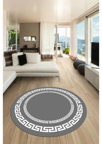 Dijital Kaymaz Yıkanabilir Çerçeveli Yuvarlak Yolluk Mutfak Salon Halısı, Y-Çerçeveli-47-Gri, modelleri