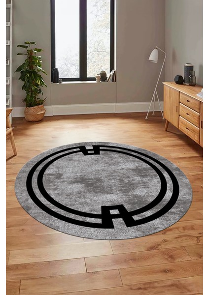 Çerçeve Sade Desen Yıkanabilir Kaymaz Yolluk Mutfak Yuvarlak Salon Halısı, Y-Çerçeve-33-Gri, fiyatları