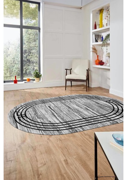 Şık Tasarım Yıkanabilir Kaymaz Çerçeveli Modern Oval Yolluk Salon Halısı, O-Çerçeveli-42-Gri, fiyatları