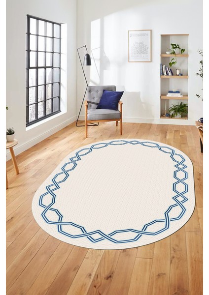 Dijital Kaymaz Yıkanabilir Şık Çerçeveli Ince Oval Yolluk Salon Halısı, O-Çerçeveli-49-Beyaz, fiyatları