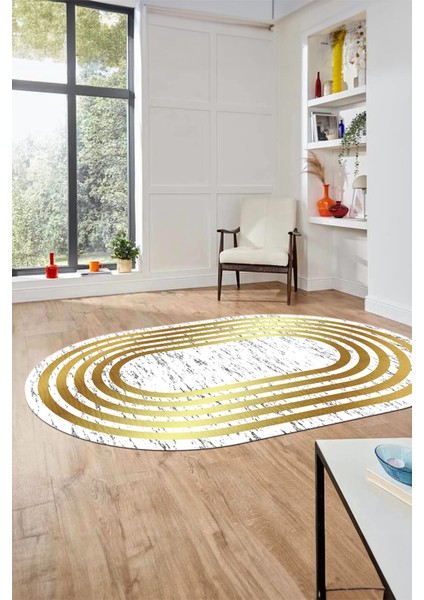 Şık Tasarım Yıkanabilir Kaymaz Çerçeveli Yolluk Oval Salon Halısı, O-Çerçeveli-41-Gold, fiyatları