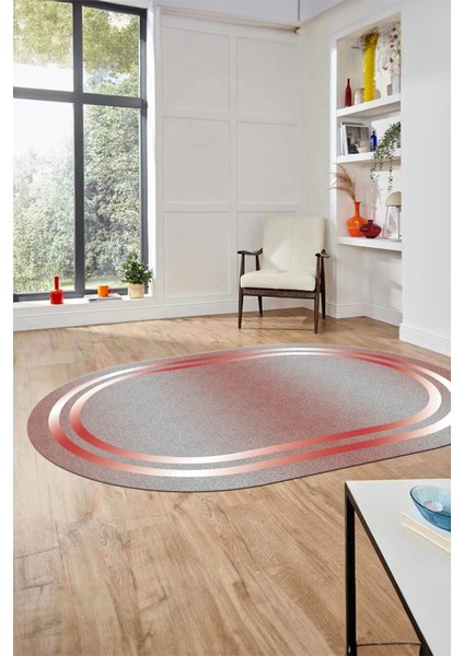 Sade Düz Renk Çerçeveli Yıkanabilir Modern Yolluk Oval Salon Halısı, O-Çerçeveli-39-Kırmızı, fiyatları