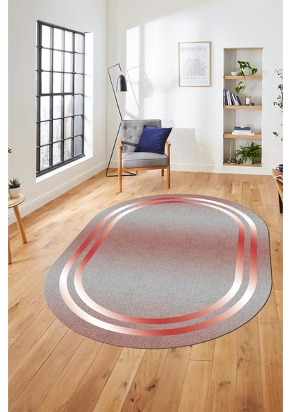 Sade Düz Renk Çerçeveli Yıkanabilir Modern Yolluk Oval Salon Halısı, O-Çerçeveli-39-Kırmızı, modelleri