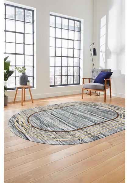 Şık Tasarım Yıkanabilir Kaymaz Çerçeveli Modern Oval Yolluk Salon Halısı, O-Çerçeveli-42-Vizon, fırsatları