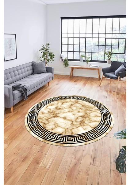 Mermer Çerçeve Desen Modern Yıkanabilir Yolluk Mutfak Yuvarlak Salon Halısı, Y-Çerçeveli-17-Bej, modelleri