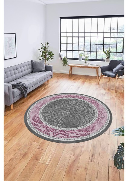 Şık Çerçeve Desenli Modern Yıkanabilir Yolluk Mutfak Yuvarlak Salon Halısı, Y-Çerçeveli-21-Pembe, fiyatları