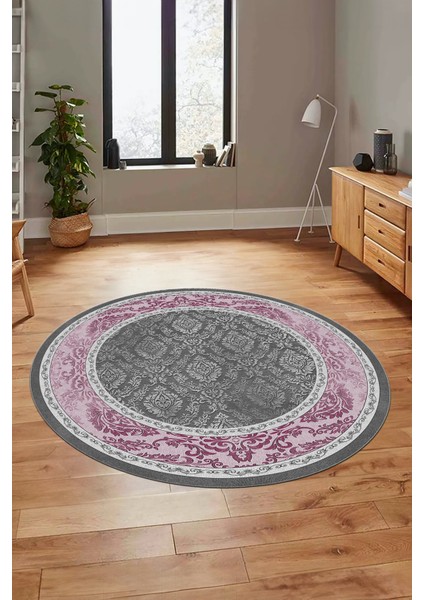 Şık Çerçeve Desenli Modern Yıkanabilir Yolluk Mutfak Yuvarlak Salon Halısı, Y-Çerçeveli-21-Pembe, fırsatları