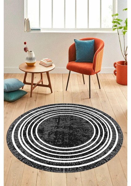 Dijital Kaymaz Yıkanabilir Çerçeveli Yolluk Mutfak Yuvarlak Salon Halısı, Y-Çerçeveli-08-Antrasit, modelleri