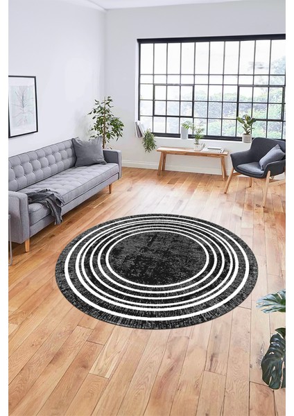 Dijital Kaymaz Yıkanabilir Çerçeveli Yolluk Mutfak Yuvarlak Salon Halısı, Y-Çerçeveli-08-Antrasit, indirimleri