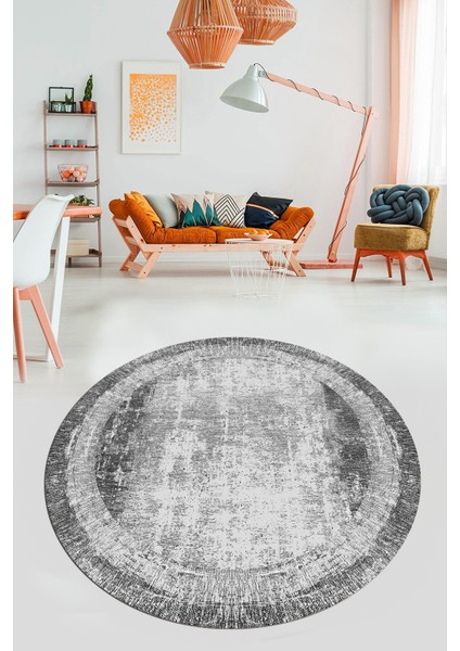 Sade Çerçeve Desen Modern Yıkanabilir Yolluk Mutfak Yuvarlak Salon Halısı, Y-Çerçeveli-14-Gri, modelleri