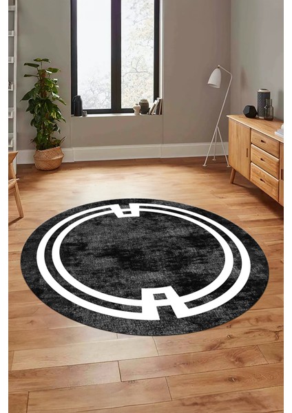 Çerçeve Sade Desen Yıkanabilir Kaymaz Yolluk Mutfak Yuvarlak Salon Halısı, Y-Çerçeve-33-Antrasit, fiyatları