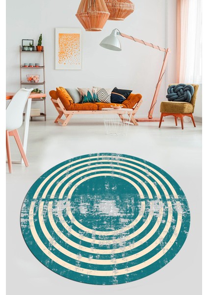 Tarz Çerçeve Desen Modern Yıkanabilir Yolluk Mutfak Yuvarlak Salon Halısı, Y-Çerçeveli-15-Turkuaz, fiyatları