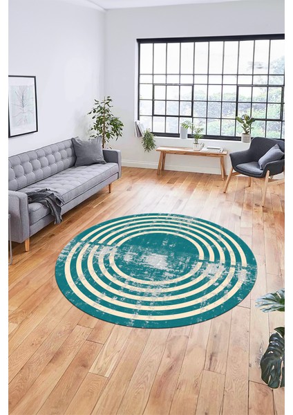 Tarz Çerçeve Desen Modern Yıkanabilir Yolluk Mutfak Yuvarlak Salon Halısı, Y-Çerçeveli-15-Turkuaz, modelleri