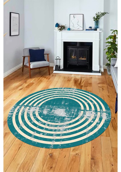 Tarz Çerçeve Desen Modern Yıkanabilir Yolluk Mutfak Yuvarlak Salon Halısı, Y-Çerçeveli-15-Turkuaz, fırsatları