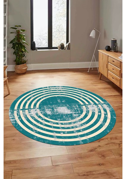Tarz Çerçeve Desen Modern Yıkanabilir Yolluk Mutfak Yuvarlak Salon Halısı, Y-Çerçeveli-15-Turkuaz, indirimleri