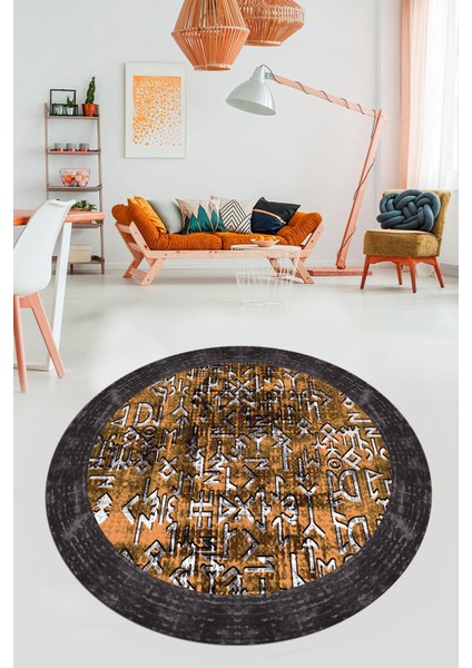 Iskandinav Çerçeveli Modern Yıkanabilir Yolluk Mutfak Yuvarlak Salon Halısı, Y-Çerçeveli-16-Turuncu, fiyatları