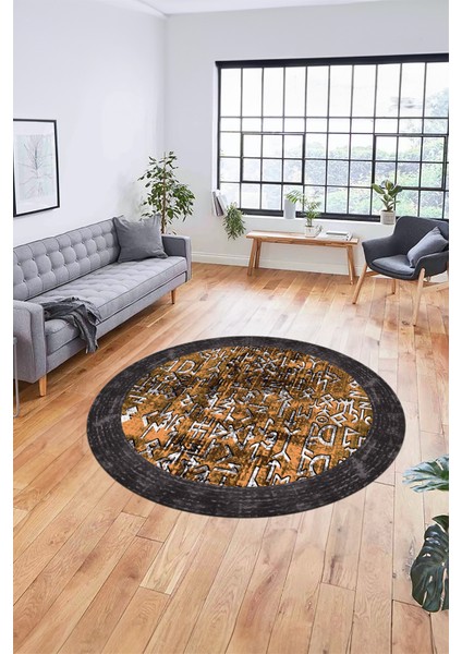 Iskandinav Çerçeveli Modern Yıkanabilir Yolluk Mutfak Yuvarlak Salon Halısı, Y-Çerçeveli-16-Turuncu, modelleri