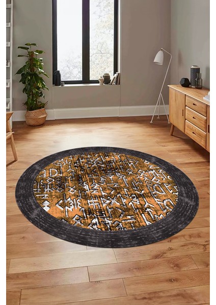 Iskandinav Çerçeveli Modern Yıkanabilir Yolluk Mutfak Yuvarlak Salon Halısı, Y-Çerçeveli-16-Turuncu, indirimleri