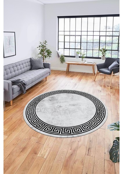 Mermer Çerçeve Desen Modern Yıkanabilir Yolluk Mutfak Yuvarlak Salon Halısı, Y-Çerçeveli-17-Gri, modelleri