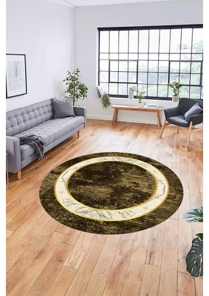 Mermer Çerçeve Desen Modern Yıkanabilir Yolluk Mutfak Yuvarlak Salon Halısı, Y-Çerçeveli-18-Kahve, modelleri