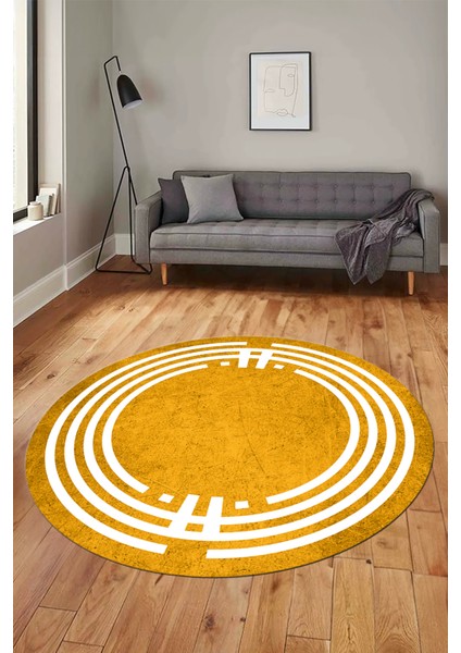 Dijital Kaymaz Yıkanabilir Modern Şık Çerçeve Yuvarlak Yolluk Salon Halısı, Y-Çerçeve-44-Turuncu, fiyatları
