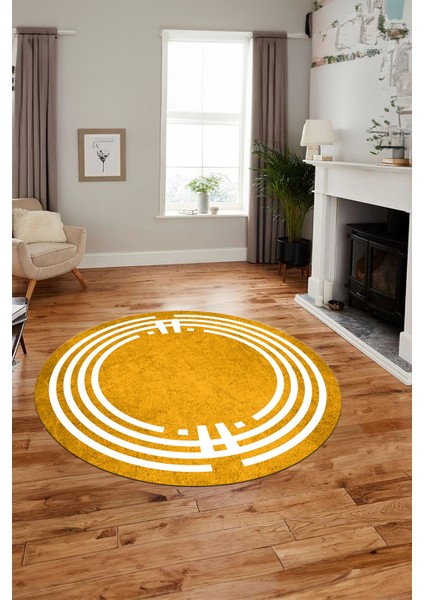 Dijital Kaymaz Yıkanabilir Modern Şık Çerçeve Yuvarlak Yolluk Salon Halısı, Y-Çerçeve-44-Turuncu, modelleri