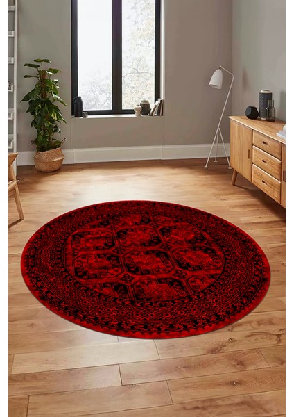 Etnik Çerçeve Desen Modern Yıkanabilir Yolluk Mutfak Yuvarlak Salon Halısı, Y-Çerçeveli-20-Kırmızı, indirimleri