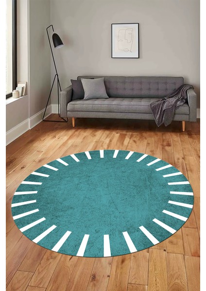 Şık Yıkanabilir Kaymaz Çerçeveli Yolluk Mutfak Yuvarlak Salon Halısı, Y-Çerçeveli-40-Mavi, fiyatları