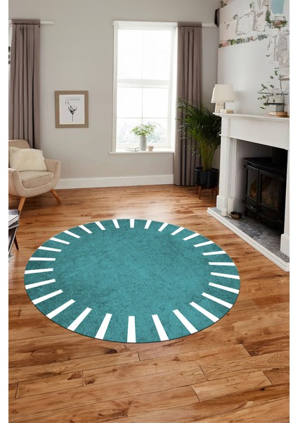 Şık Yıkanabilir Kaymaz Çerçeveli Yolluk Mutfak Yuvarlak Salon Halısı, Y-Çerçeveli-40-Mavi, modelleri