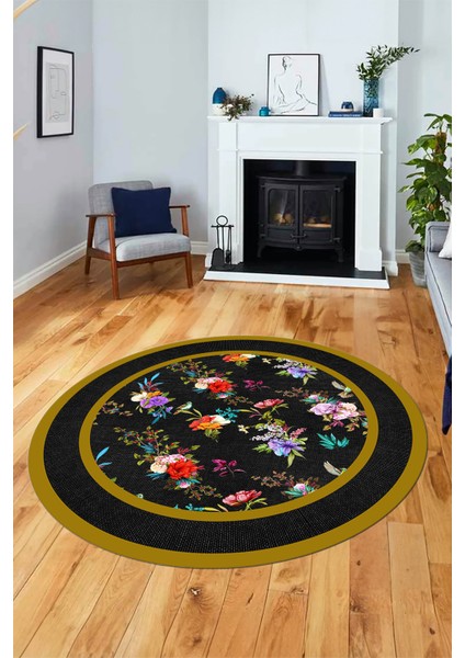 Çiçekli Çerçeve Desen Yıkanabilir Kaymaz Yolluk Mutfak Yuvarlak Salon Halısı, Y-Çerçeveli-27-Renkli, fiyatları