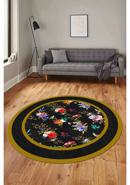 Çiçekli Çerçeve Desen Yıkanabilir Kaymaz Yolluk Mutfak Yuvarlak Salon Halısı, Y-Çerçeveli-27-Renkli, fırsatları