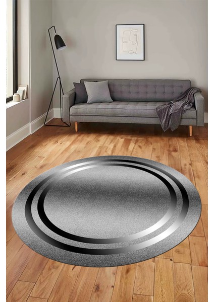 Sade Düz Renk Çerçeveli Yıkanabilir Modern Yolluk Yuvarlak Salon Halısı, Y-Çerçeveli-39-Gri, fiyatları