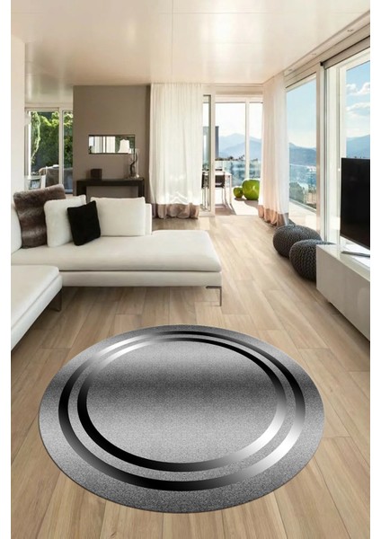 Sade Düz Renk Çerçeveli Yıkanabilir Modern Yolluk Yuvarlak Salon Halısı, Y-Çerçeveli-39-Gri, fırsatları