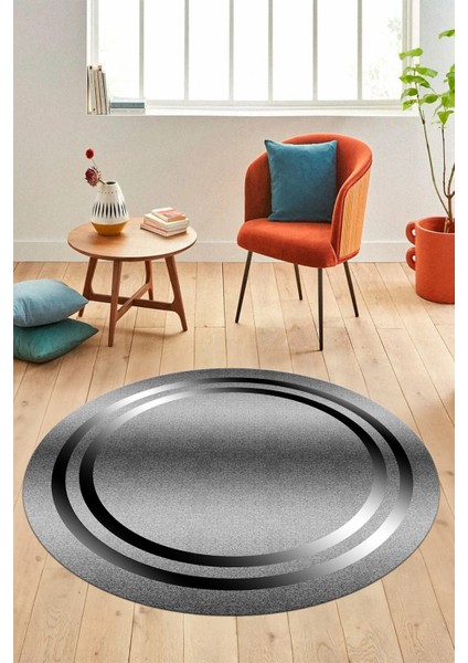 Sade Düz Renk Çerçeveli Yıkanabilir Modern Yolluk Yuvarlak Salon Halısı, Y-Çerçeveli-39-Gri, indirimleri