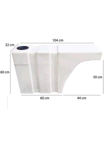 Shuıvan Karavan Su Deposu 150 Litre 104X32X60CM Teker Üstü Uyumlu