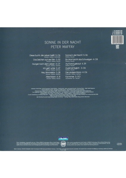 Peter Maffay – Sonne In Der Nacht Rock Tarz Plak Alithestereo