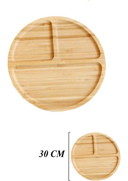 Bambu 3 Bölmeli Yuvarlak Sunumluk 30 cm