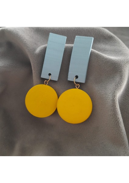 Renkli Geometrik Ahşap Kadın Küpe