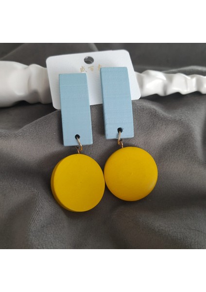 Renkli Geometrik Ahşap Kadın Küpe modelleri